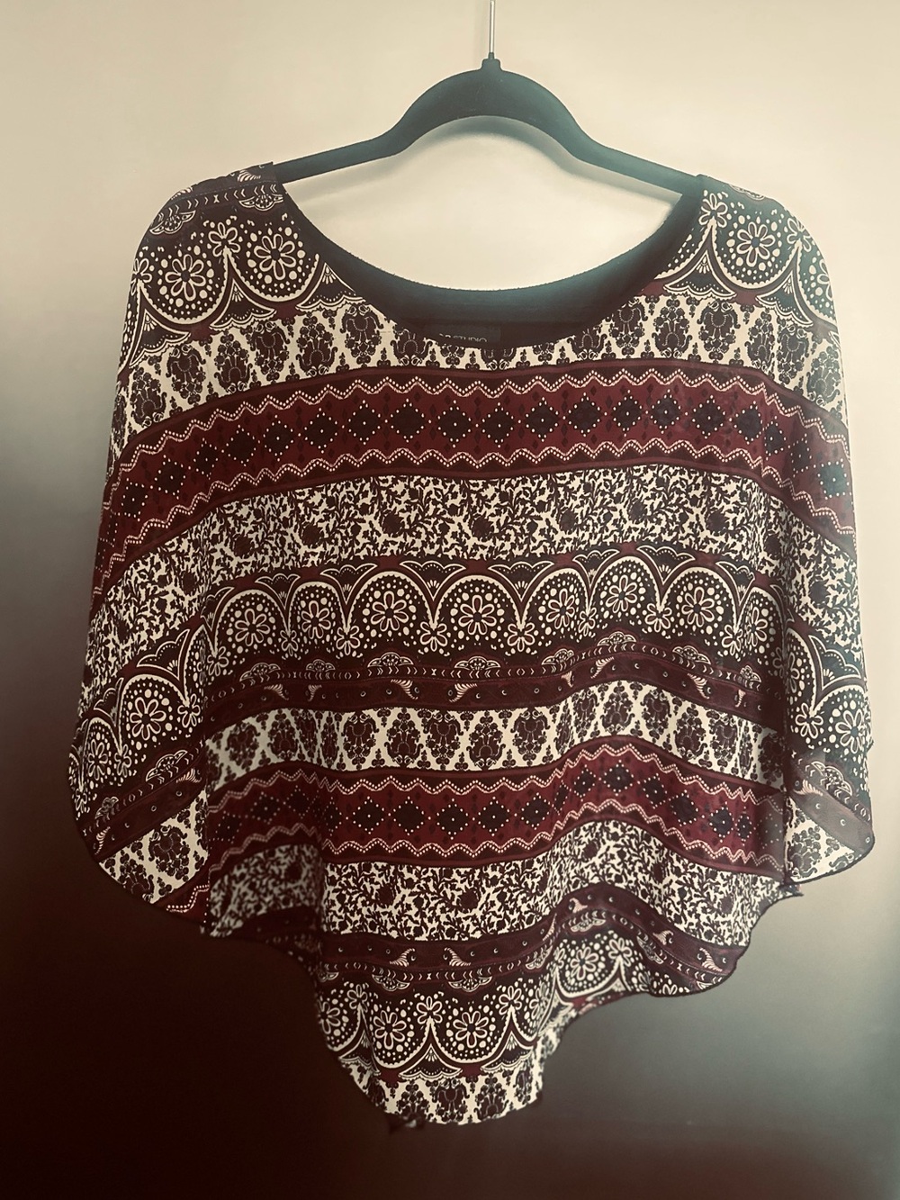 AB Studio Diaphanous Blouse in Wine & Navy